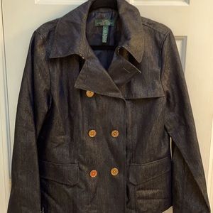 Ralph Lauren black with gold cotton/polyester jacket.  Great for casual or dress